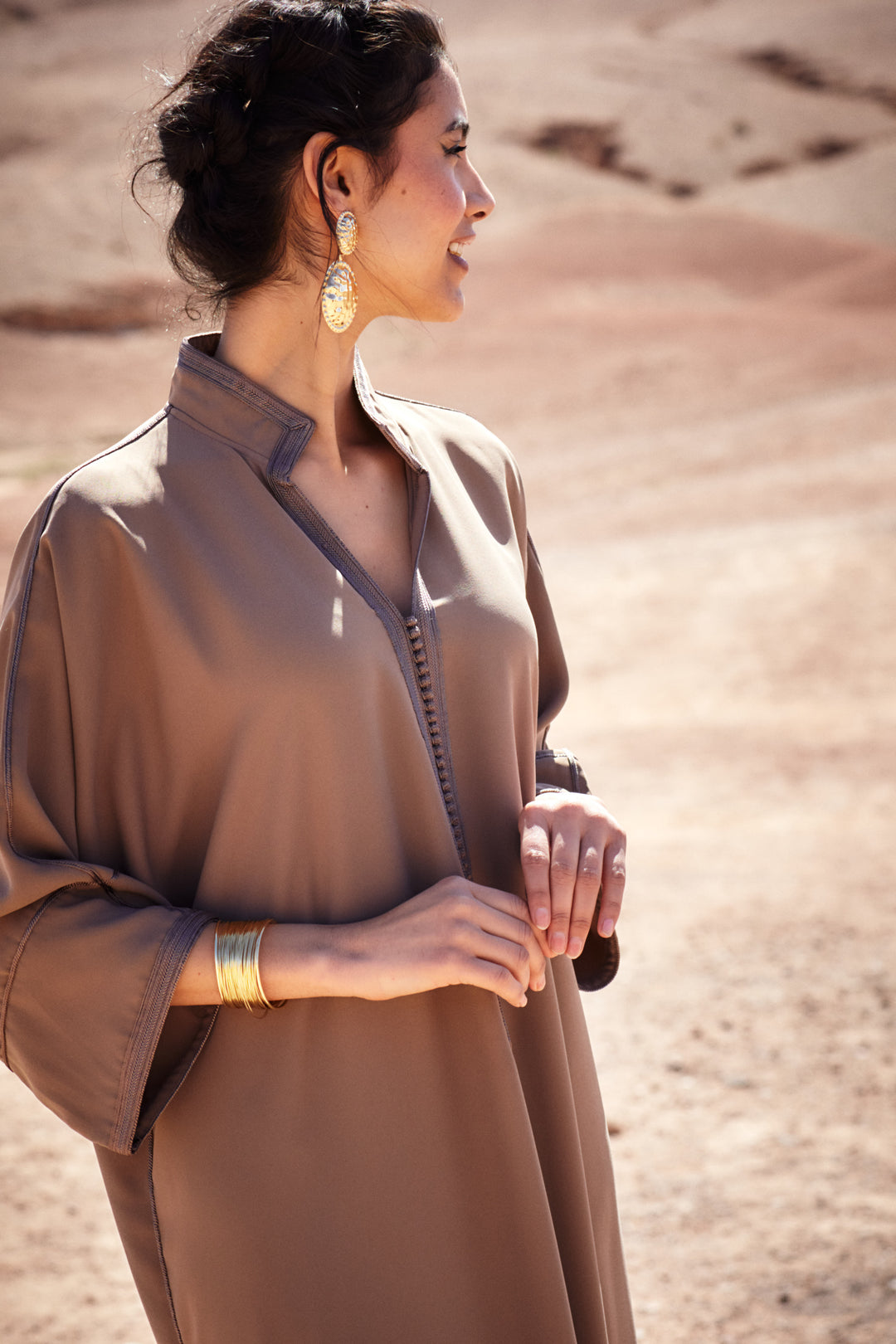 Zahra High Neck Dress Sand