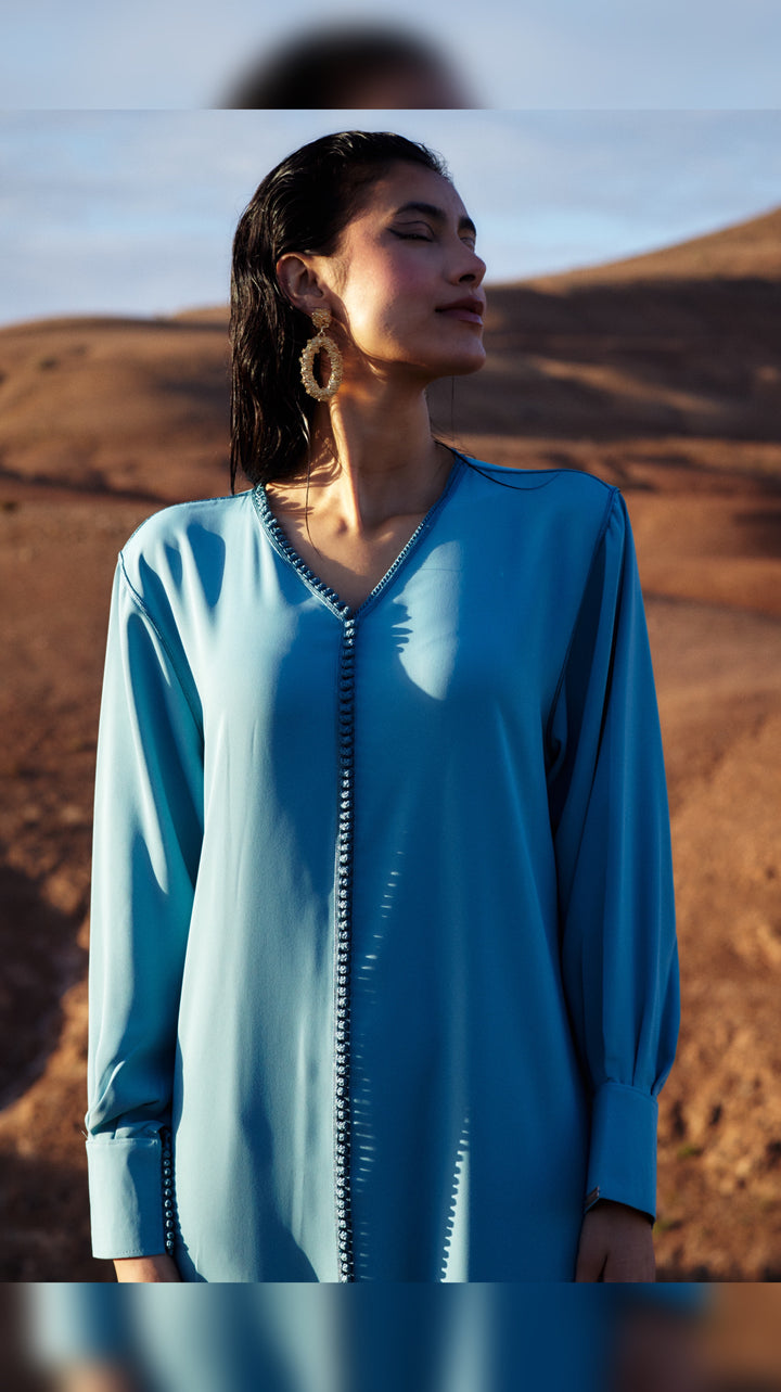 Malak Dress Aqua Blue